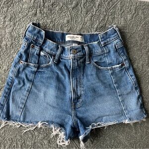 Abercrombie & Fitch Blue Frayed Jean Shorts